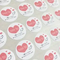 48枚　にこちゃんハート　ピンク　サンキューシール　ありがとう