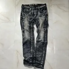 CIVARIZE 鬼ヒゲ加工 ブラックデニムY2K グランジ お兄系 パンク CIVARIZE 鬼ヒゲ加工 ブラックデニムY2K グランジ お兄系 パンク