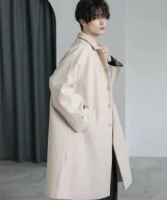 ASTRONOMY ビッグシルエットウールタッチ比翼ステンカラーコート