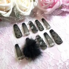 ネイルチップ 現品 ドット フレンチ ファー 即購入⭕️ SALE！