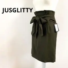 【新品タグ付】ジャスグリッティー＊タックウエストリボンタイトスカート カーキ 1