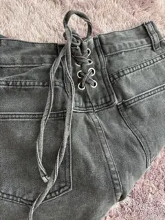 ダークグレー ハイウエストデニム