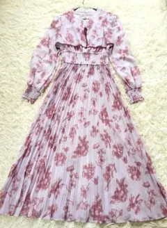 【美品】WILLSELECTION 花柄　シフォンワンピース　プリーツ
