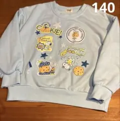 美品140　小学生男女OK　PEANUTS　スヌーピー可愛い水色トレーナー春秋冬