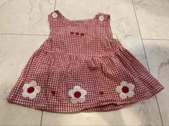 赤いギンガムチェック ワンピース 80