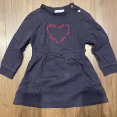 ネイビー ハート刺繍 長袖チュニック