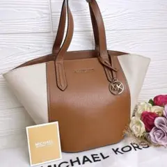 極美品☆MICHAEL KORSマイケルコース トートバッグ キャンバス レザー