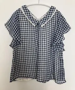 最終値下げ　ページボーイ　ギンガムチェック　シフォンブラウス