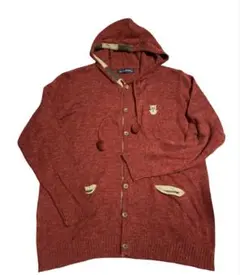 drug store's ニット　パーカー　カーディガン　赤　フード付