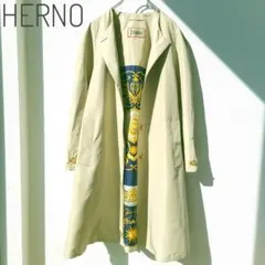 HERNO　シルクノーカラーコート　サイズ40　シルク100%　ライトベージュ