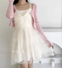 チュールティアードミニキャミワンピース