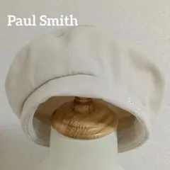 【美品】Paul Smithポールスミス ベレー帽 ベージュ ロゴ刺繍 コットン