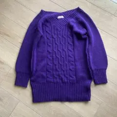 C.O.L.Z.A 紫 ケーブル編み Vネック 長袖ニット