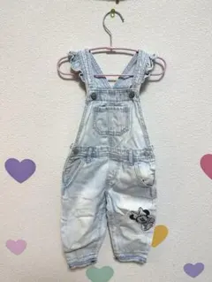 〜みー様専用〜ミニーマウス刺繍デニムオーバーオール 7部丈90センチ