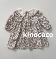 kinococoバースデイキノココ花柄ビッグカラーベビー長袖ワンピース8090
