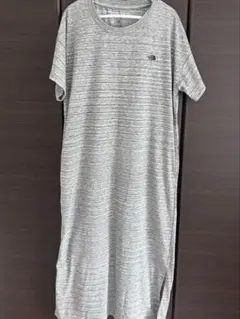 THE NORTH FACE 半袖ロングワンピース グレー ストライプ