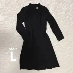 ✨着用回数1回✨ブラック 長袖 Aライン ワンピース　Lサイズ　韓国