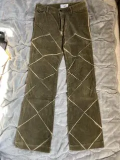 Miss ALICE パンツ コーデュロイ グリーン フレア