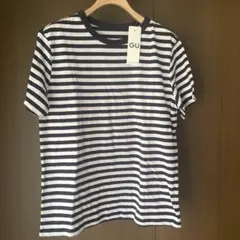 新品☆GU☆ネイビーとホワイトのストライプTシャツ