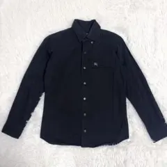 バーバリー ブラックレーベル 長袖シャツ 黒 ロゴ刺繍 コットン