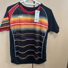 【TSP】レディース　卓球　ユニフォーム　新品　黒×赤　ボーダー柄