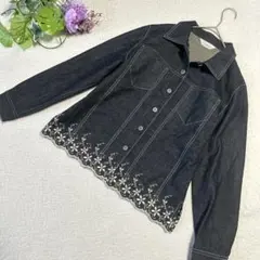 【Inschlug】デニムジャケット　薄手　裾お花刺繍　軽量　F