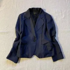 ランバン　テーラードジャケット　シルク混　ネイビー　１つボタン