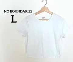 NO BOUNDARIES ホワイト半袖Tシャツ 【L】シンプル　レディース