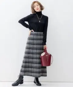 23区 シャギーチェックスカート 40 グレー