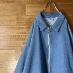 keboz デニムジャケット　ジャージ　ブルゾン　襟付き　ライトブルー　L〜XL