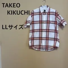 【TAKEO KIKUCHI】メンズ/半袖/シャツ/白/チェック/柄