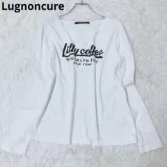 ルノンキュール　長袖Tシャツ　英字プリント　 綿　ホワイト　M　大人カジュアル