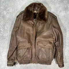 90s フライトレザージャケット　A-2 G-1 本革 XL　毛皮　ボア取外し
