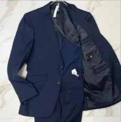 【美品】スーツセレクト セットアップ スーツ シャドーストライプ ネイビー M