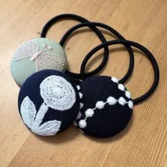 ミナペルホネン　ヘアゴム　handmade くるみボタンセット#1