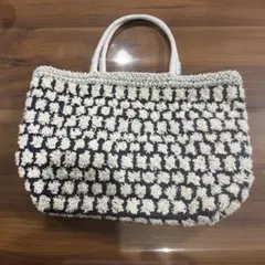 手刺し子で文様をあしらい 牛革仕立て ハンドメイド トートバッグ 