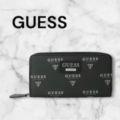 GUESS 長財布 ブラック ロゴ総柄 ラウンドのサムネイル