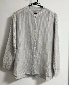 無印良品　麻　ストライプブラウス