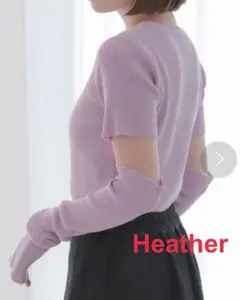 【Heather】ヘザー　アームウォーマー付きピタニット　半袖　トップス　ピンクのサムネイル