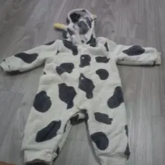 牛柄フリースロンパース 80cm