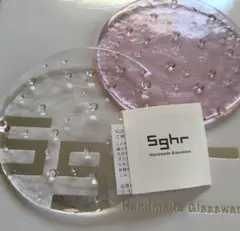 【未使用】Sghr スガハラ ＊ ドロップレッド 丸型プレート 15cm×2のサムネイル