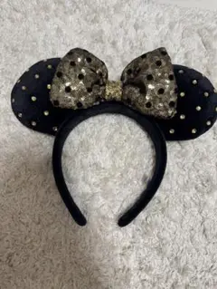 東京ディズニーリゾート カチューシャ 黒金ドット