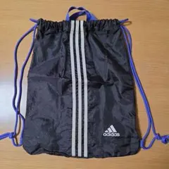 adidas ストライプナップザック 黒/青