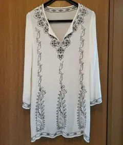 チュニック　ワンピース　刺繍　長袖　Aライン