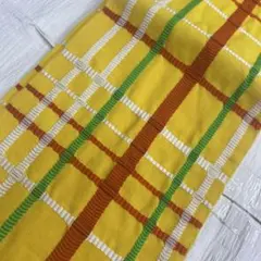 Y7519 黄色　格子　半巾帯　正絹　着物　浴衣　袴　卒業式のサムネイル