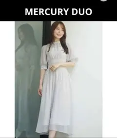 MERCURY DUO オープンショルダーウエストリブ切替花柄ワンピース