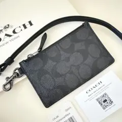 COACH コーチ　ネックストラップ付き　カードケース　パスケース　小銭入れ財布