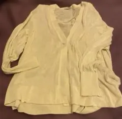 green label relaxing イエロー 長袖カーディガン 綿100%