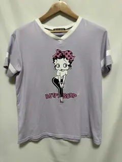 Betty Boop ベティブープ リンガー風 半袖 Tシャツ ラベンダー　Mのサムネイル