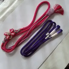 ピンクと紫の編み込み帯締め2点